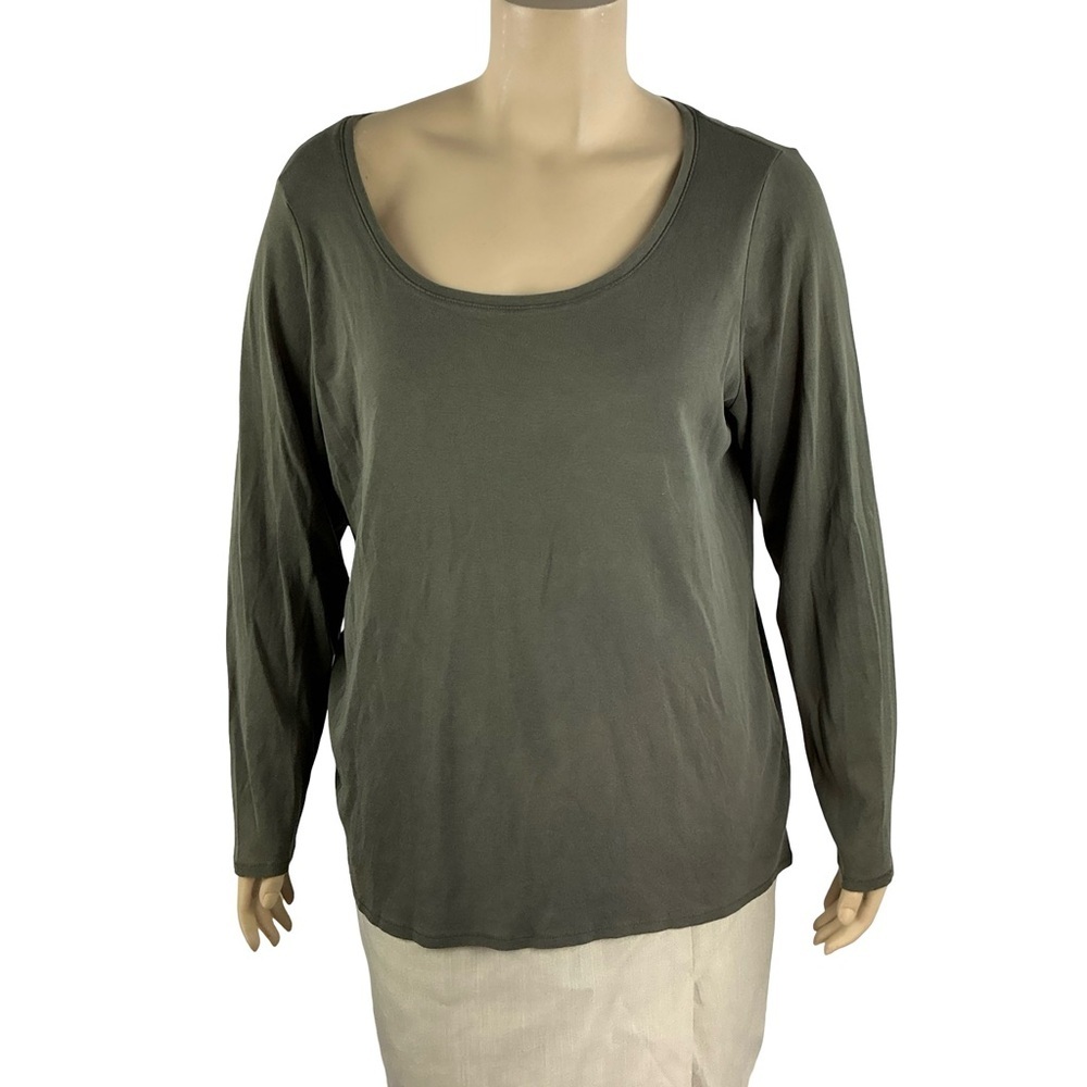 Eileen Fisher Organic Cotton Tee Minimalist Gray Long Sleeve Size 2X